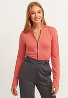 Bayan Pembe Fermuarlı Crop Top