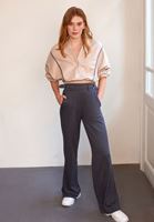 Bayan Antrasit Kemerli Wide-Leg Pantolon
