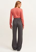 Bayan Antrasit Kemerli Wide-Leg Pantolon