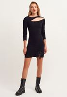 Bayan Siyah Cut-Out Mini Elbise
