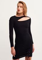 Bayan Siyah Cut-Out Mini Elbise