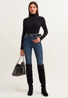 Bayan Siyah Roll-Neck Bluz