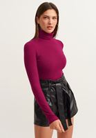 Bayan Vişne Çürüğü Roll-Neck Bluz