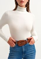 Bayan Krem Roll-Neck Bluz