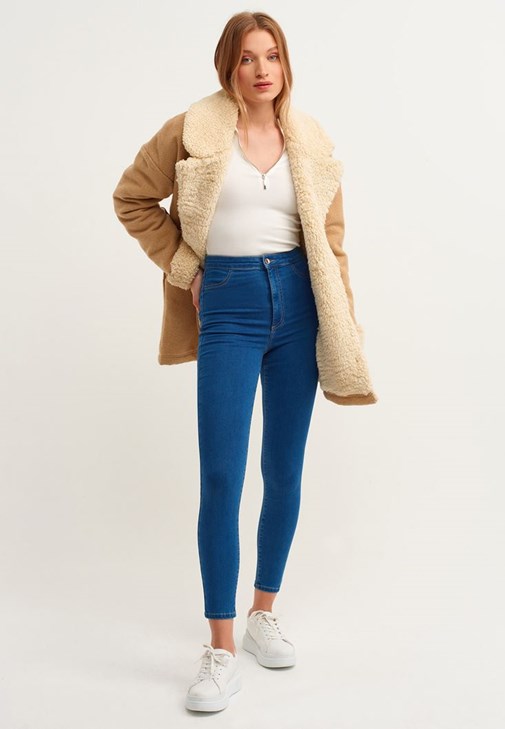 Jegging Skinny Pantolon ve Oversize Midi Kaban Kombini
