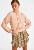 Bayan Pembe Yüksek Yaka Sweatshirt