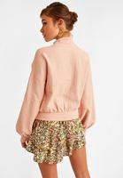 Bayan Pembe Yüksek Yaka Sweatshirt