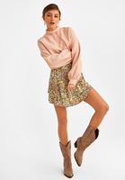 Bayan Pembe Yüksek Yaka Sweatshirt