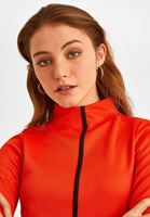 Bayan Turuncu Dik Yaka Sweatshirt