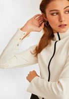 Bayan Krem Dik Yaka Sweatshirt