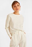Bayan Krem Çıkarılabilir Çıtçıt Detaylı Sweatshirt