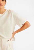 Bayan Krem Çıkarılabilir Çıtçıt Detaylı Sweatshirt
