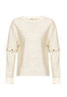Bayan Krem Çıkarılabilir Çıtçıt Detaylı Sweatshirt