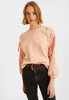 Bayan Pembe Kol Detaylı Sweatshirt
