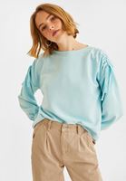 Bayan Mavi Kol Detaylı Sweatshirt