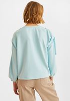Bayan Mavi Kol Detaylı Sweatshirt