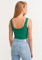 Bayan Yeşil Dantelli Crop Atlet