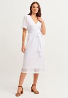 Women White Double Breast Midi Dress