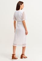 Women White Double Breast Midi Dress