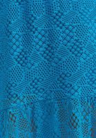 Women Blue Midi Skirt with Romantic Lace Detail