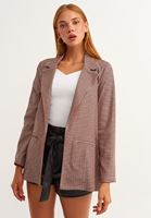Bayan Siyah Desenli Blazer Ceket