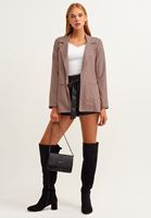 Bayan Siyah Desenli Blazer Ceket