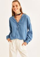 Bayan Mavi Oversize Denim Gömlek ( TENCEL™ )