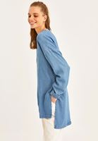 Bayan Mavi Oversize Denim Gömlek ( TENCEL™ )