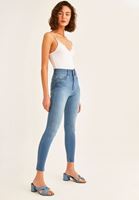 Bayan Mavi Yüksek Bel Skinny Denim Pantolon