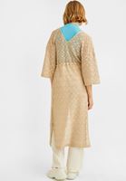 Bayan Bej Dantel Detaylı Kimono