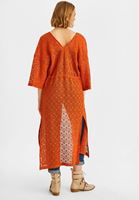 Bayan Turuncu Dantel Detaylı Kimono