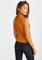 Women Yellow Turtle Neck Jacquard Blouse