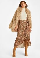Women Ecru Turtle Neck Jacquard Blouse