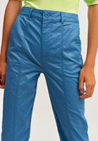 Bayan Mavi Yüksek Bel Crop Straight Pantolon