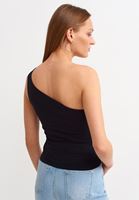 Women Black Casual Crop Tank With Cut Detail