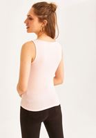 Women Pink V-Neck Detailed Bodycon Tank Top