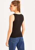 Women Black V-Neck Detailed Bodycon Tank Top