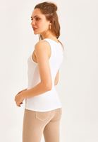Women White V-Neck Detailed Bodycon Tank Top