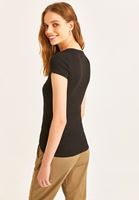 Women Black U-Neck Basic T-Shirt