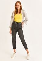 Women Yellow U-Neck Basic T-Shirt