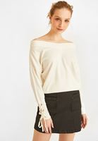 Women Cream Off Shoulder Pullover