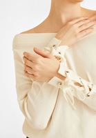 Women Cream Off Shoulder Pullover