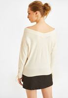 Women Cream Off Shoulder Pullover