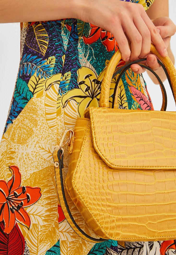 Women Yellow Textured Convertible Bag
