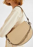 Women Beige Chain Detailed Shoulder Bag