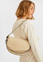 Women Beige Chain Detailed Shoulder Bag