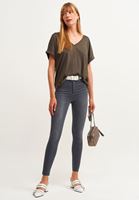 Bayan Gri Push Up Etkili Skinny Pantolon