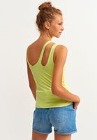 Women Green Cut Out Detailed Asymmetric Tank Top
