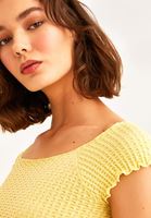 Women Yellow Seamless Crop T-Shirt