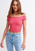 Women Pink Seamless Crop T-Shirt